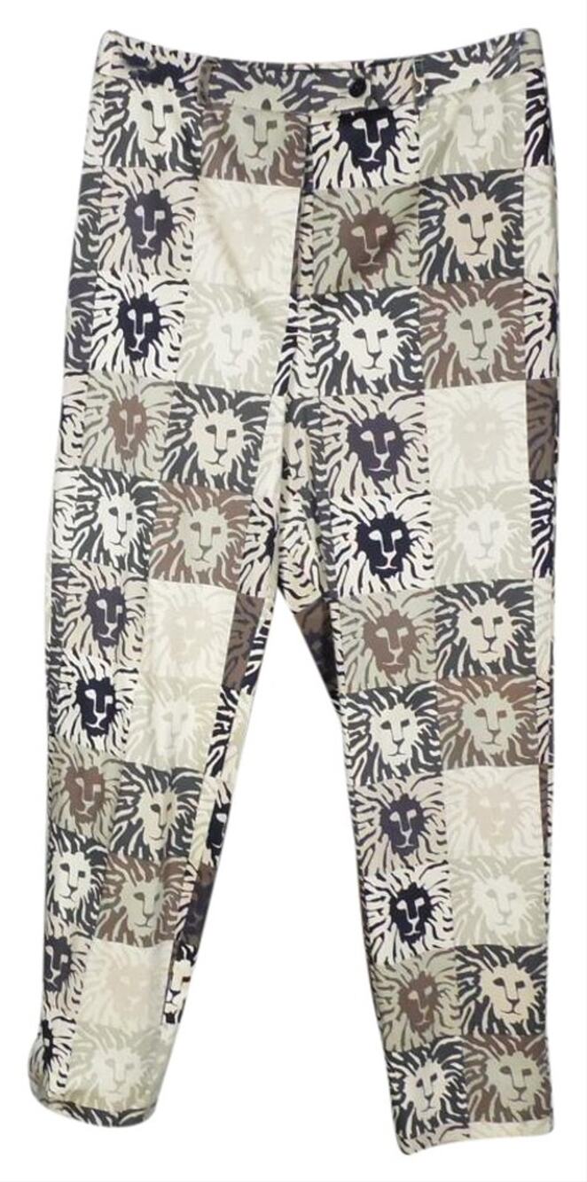 ANNE KLEIN sz 6 signature print cropped pants flat front side zip close